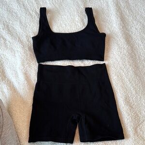 Black Ribbed Women's workout Set